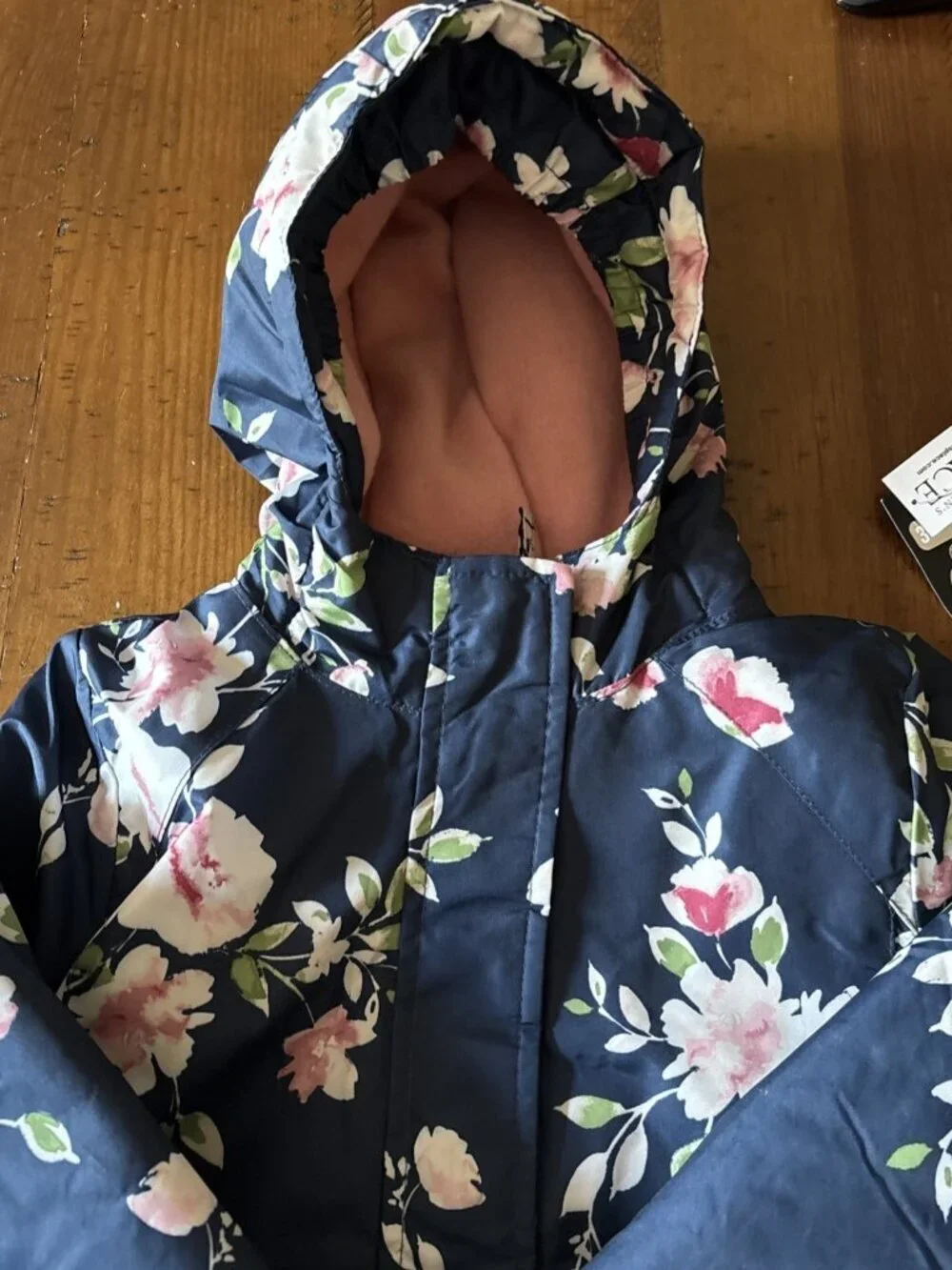 The Children’s Place 3 In 1 Blue Floral Jacket Pink Interior Fleece Size M 7/8